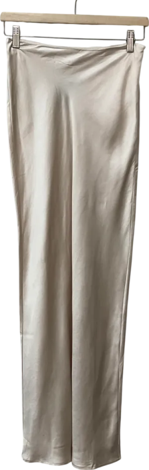 4th & Reckless Cream Tall Satin Maxi Skirt UK 8