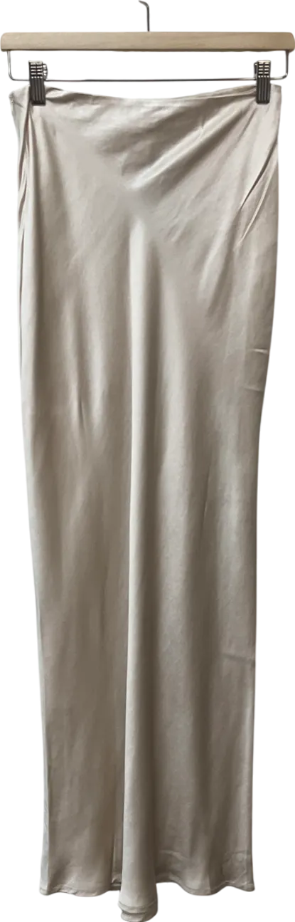 4th & Reckless Cream Tall Satin Maxi Skirt UK 8