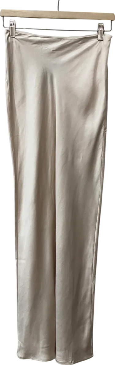 4th & Reckless Cream Tall Satin Maxi Skirt UK 8