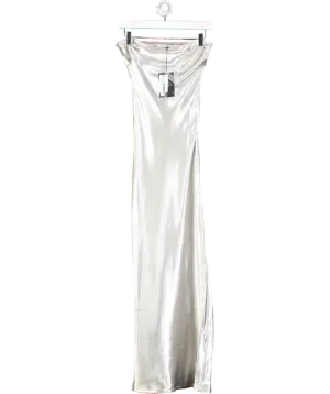 4th & Reckless Metallic Shona Satin Bandeau Maxi Dress UK 8