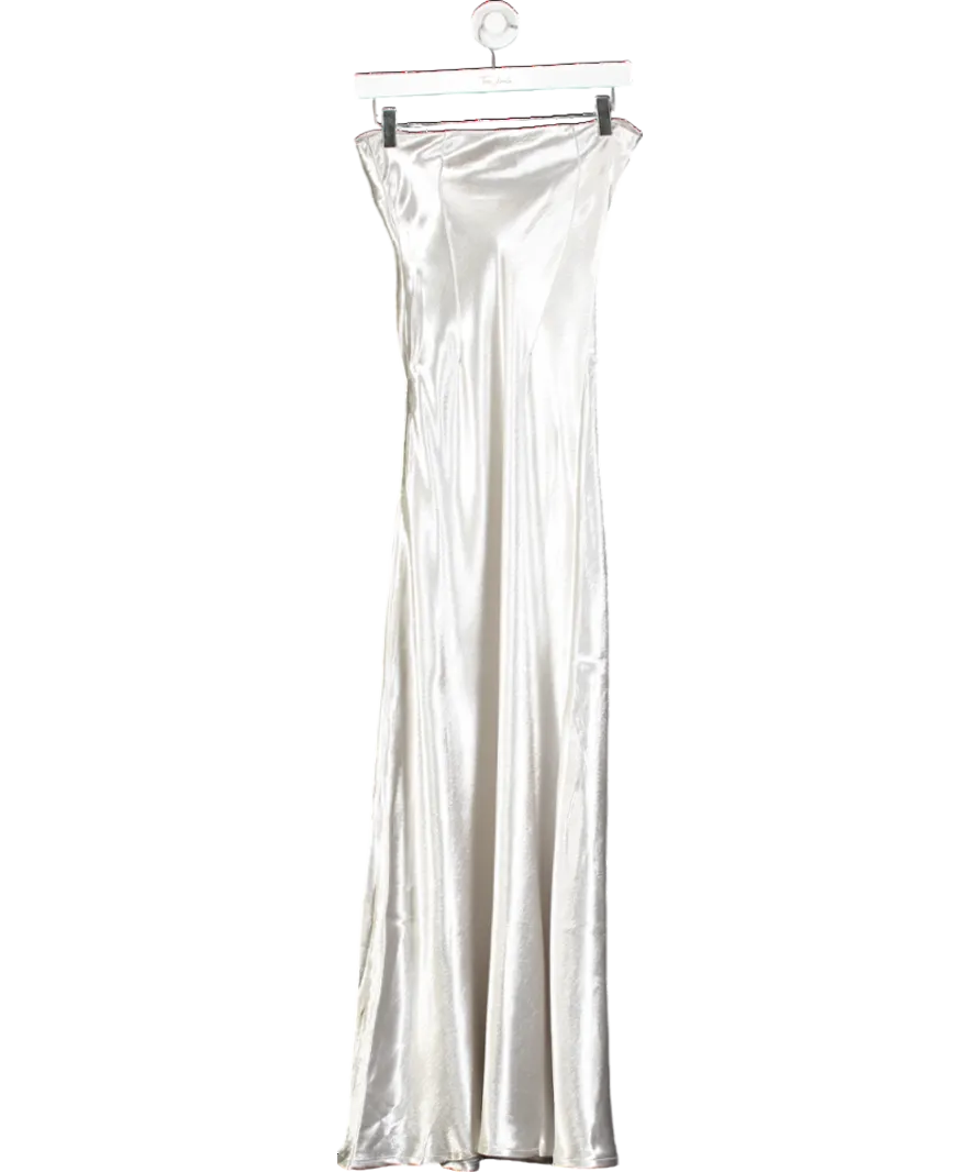4th & Reckless Metallic Shona Satin Bandeau Maxi Dress UK 8