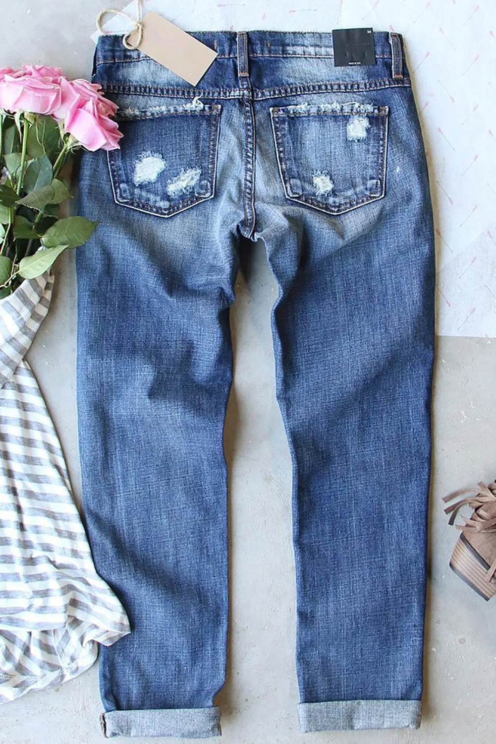 American Flag Star Graphic Straight Jeans