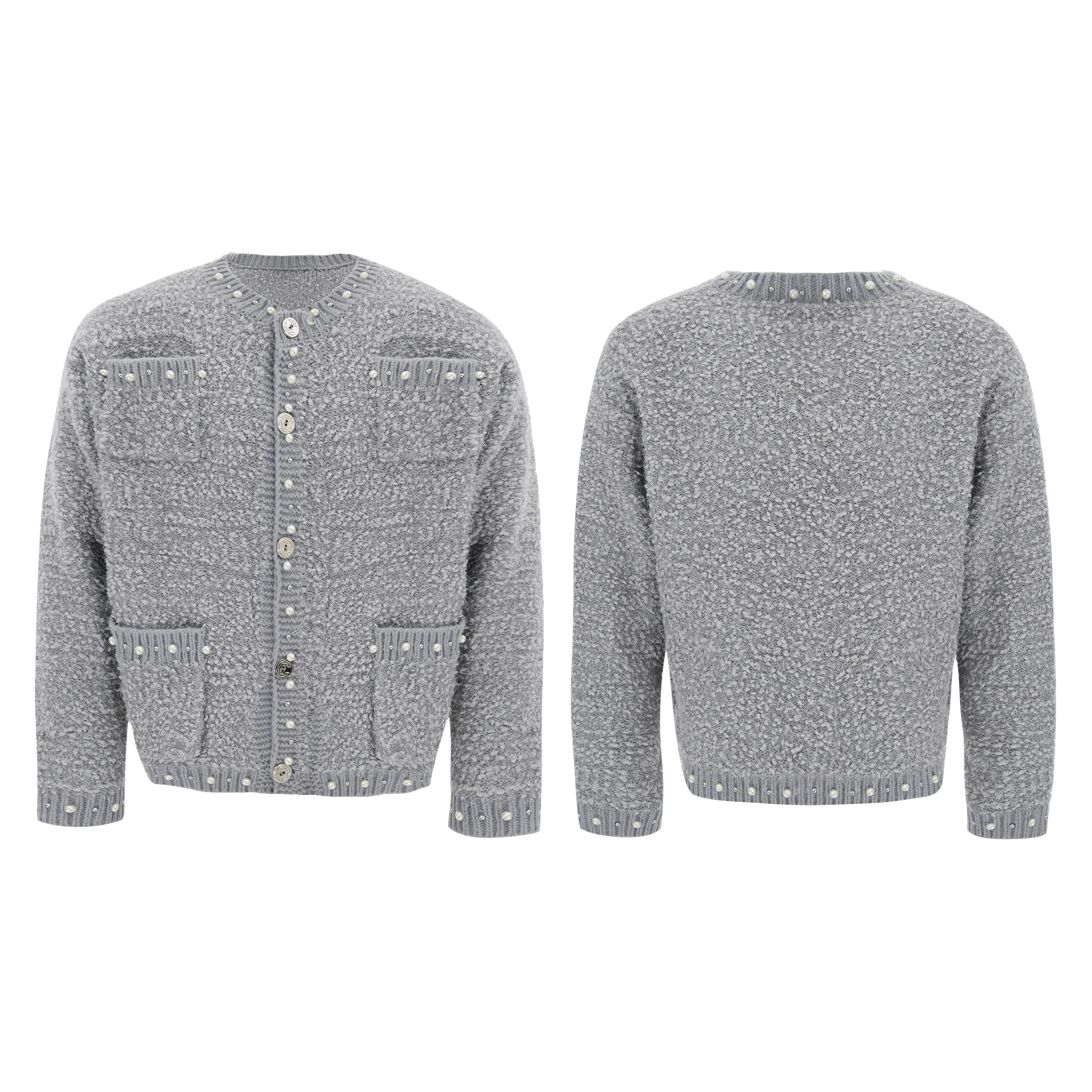 Baroque Pearl Embellished Knitted Sweater