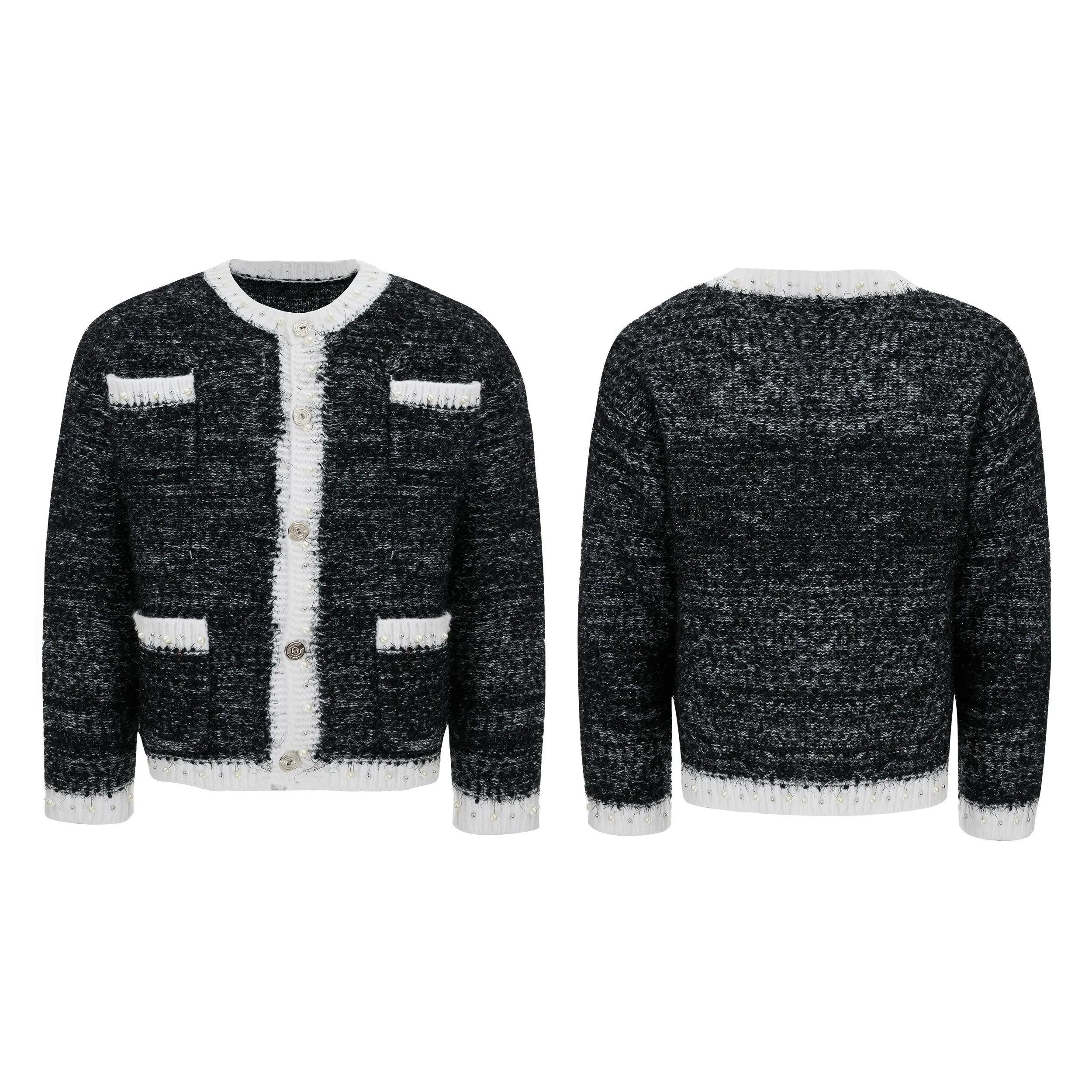 Baroque Pearl Embellished Knitted Sweater