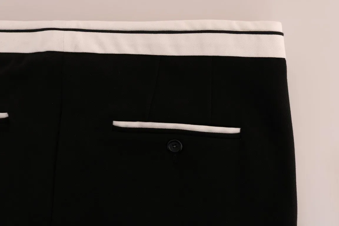 Black Cotton Stretch Casual Slim Pants