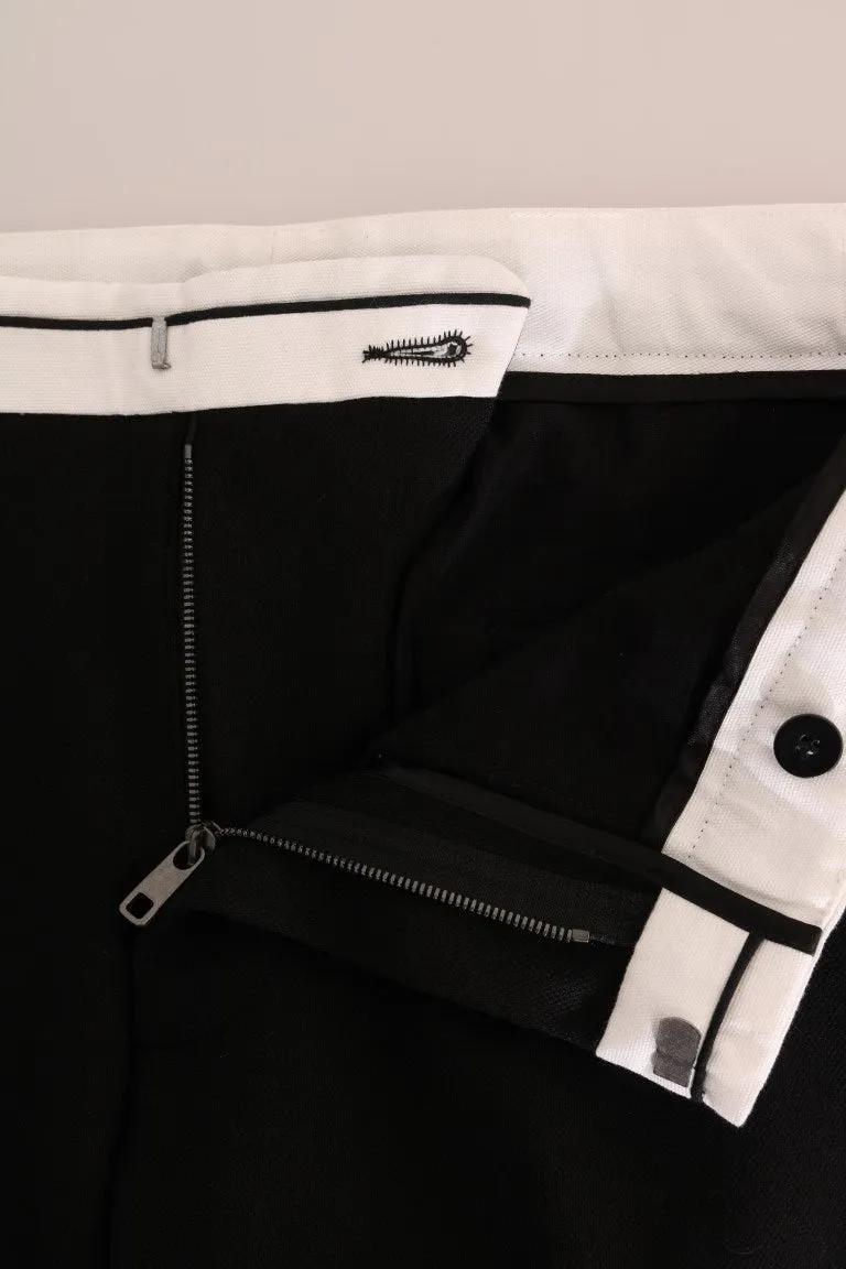 Black Cotton Stretch Casual Slim Pants