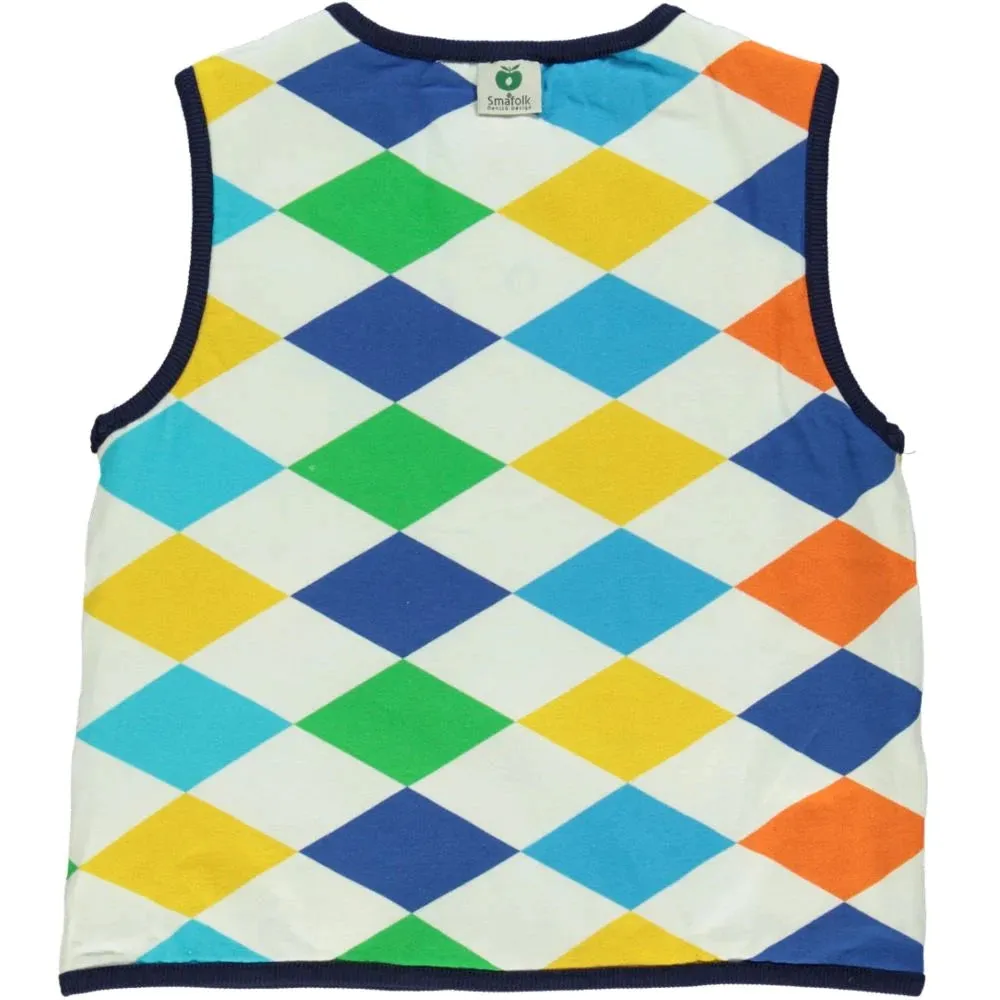 Blue Flower Reversible Vest - 1 Left Size 11-12 Years
