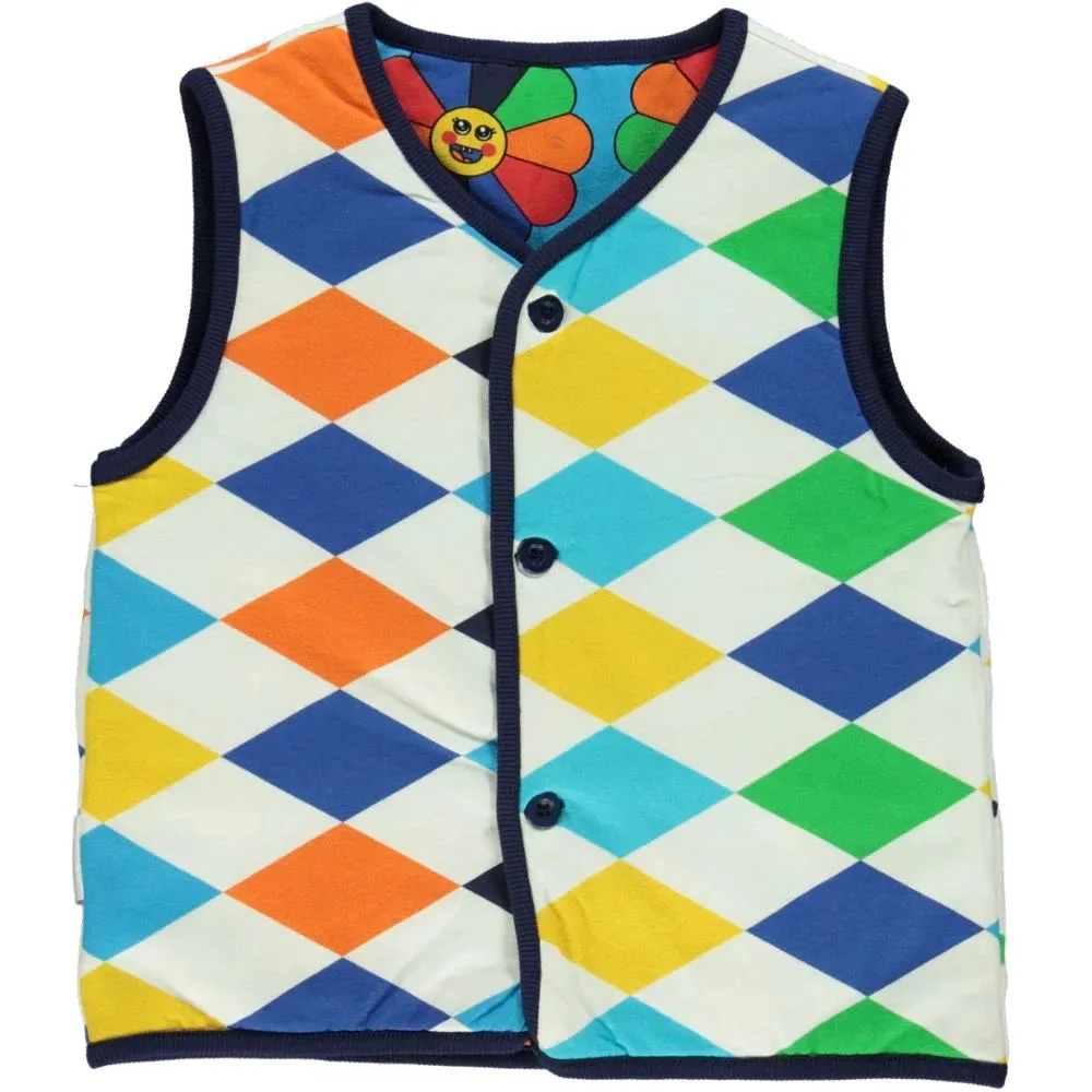 Blue Flower Reversible Vest - 1 Left Size 11-12 Years