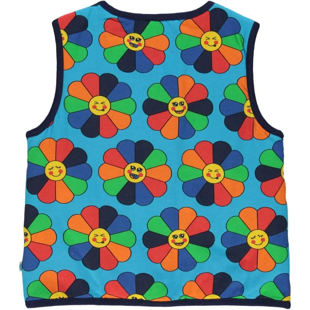 Blue Flower Reversible Vest - 1 Left Size 11-12 Years
