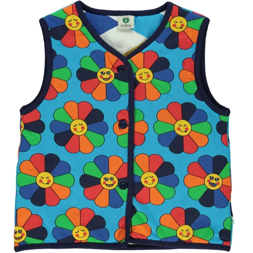 Blue Flower Reversible Vest - 1 Left Size 11-12 Years