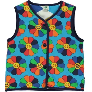 Blue Flower Reversible Vest - 1 Left Size 11-12 Years