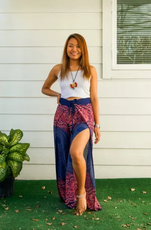 Blue Pink Mandala Palazzo Wrap Pants