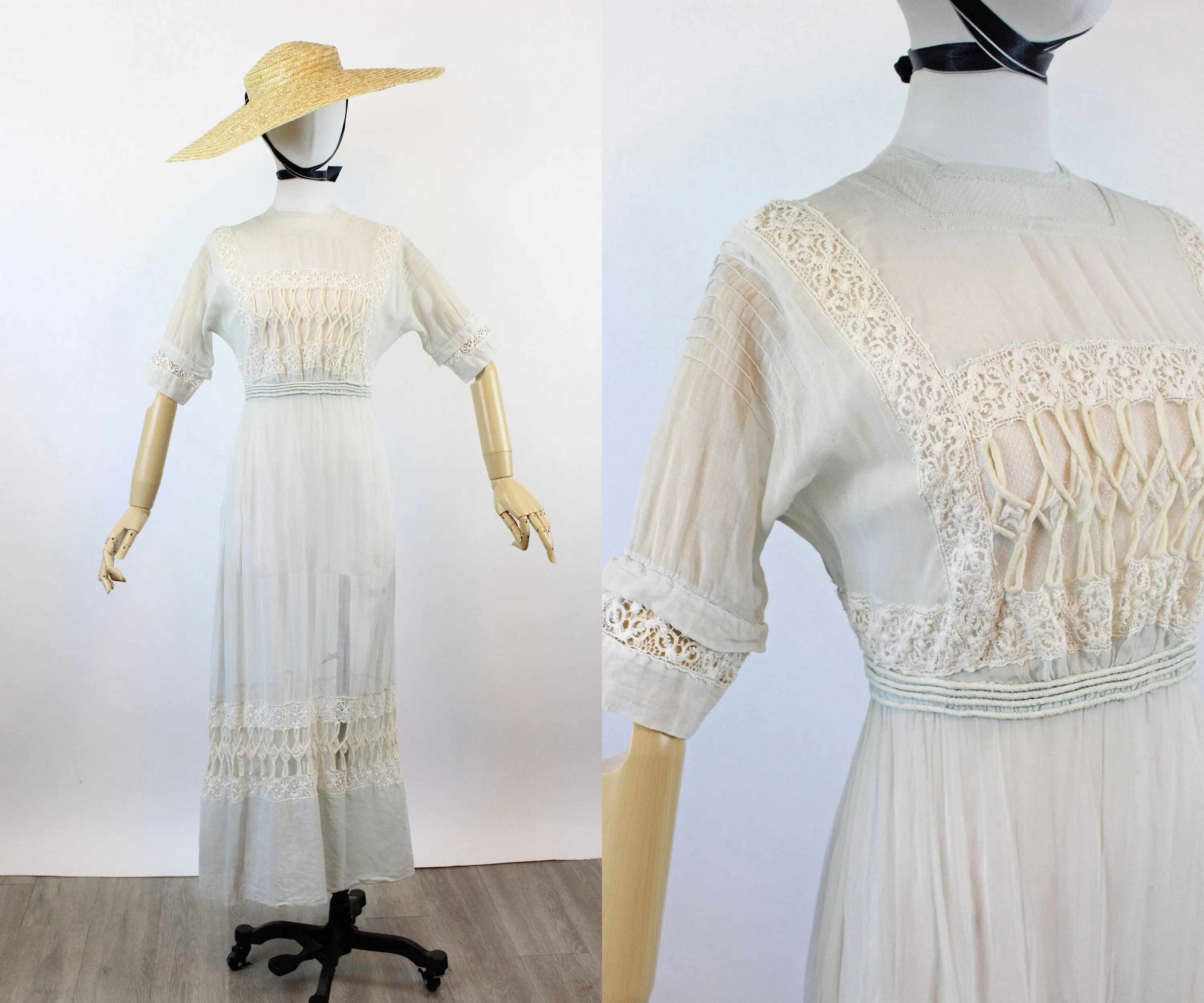 BLUE twisted SWIRL antique edwardian dress xs | new spring summer