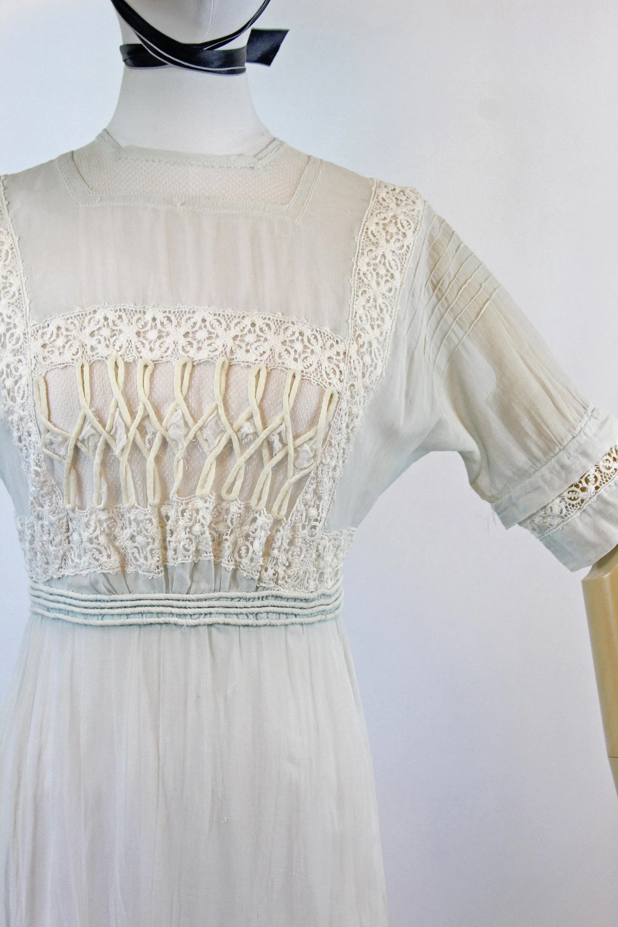 BLUE twisted SWIRL antique edwardian dress xs | new spring summer