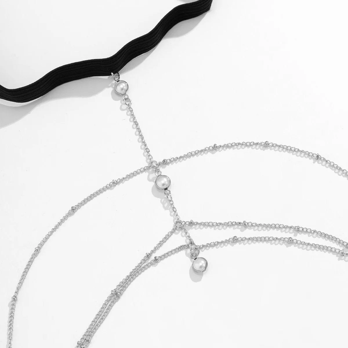 Bohemian Layered Pearl Charm Elastic Saturn Thigh Leg Chain