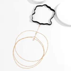 Bohemian Layered Pearl Charm Elastic Saturn Thigh Leg Chain