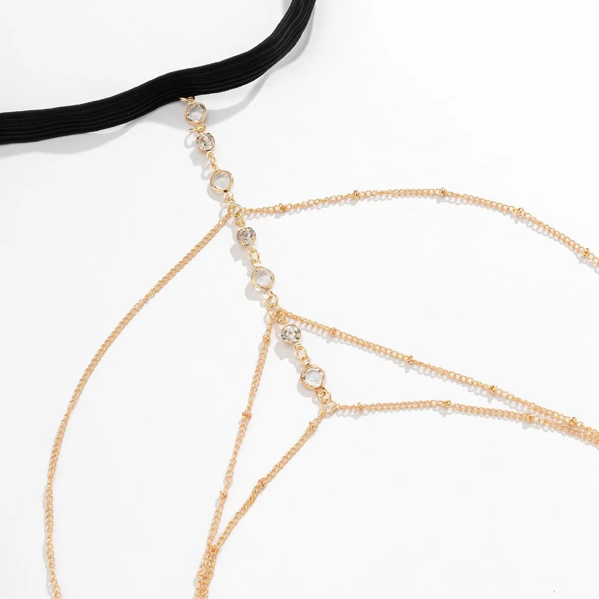 Bohemian Layered Rhinestone Inlaid Elastic Saturn Thigh Leg Chain