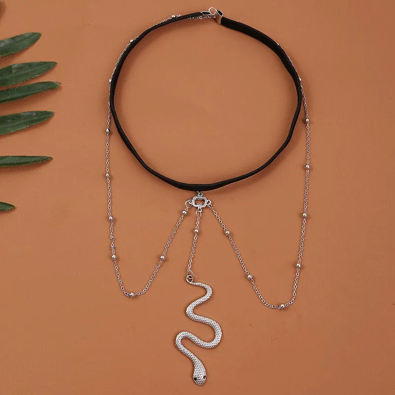 Bohemian Layered Snake Charm Elastic Thigh Leg Chain