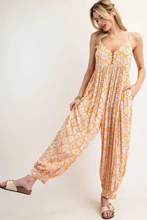 Boho Printed Sleeveless Harem Jumpsuit
