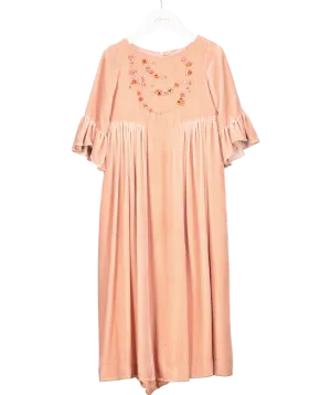 Bonpoint Pink Velvet Silk Embellished Dress 4 Years