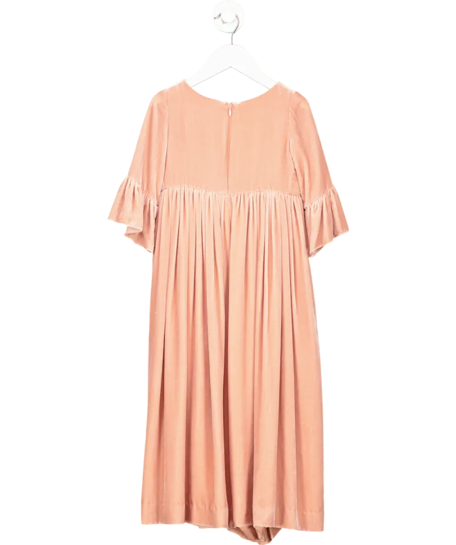 Bonpoint Pink Velvet Silk Embellished Dress 4 Years