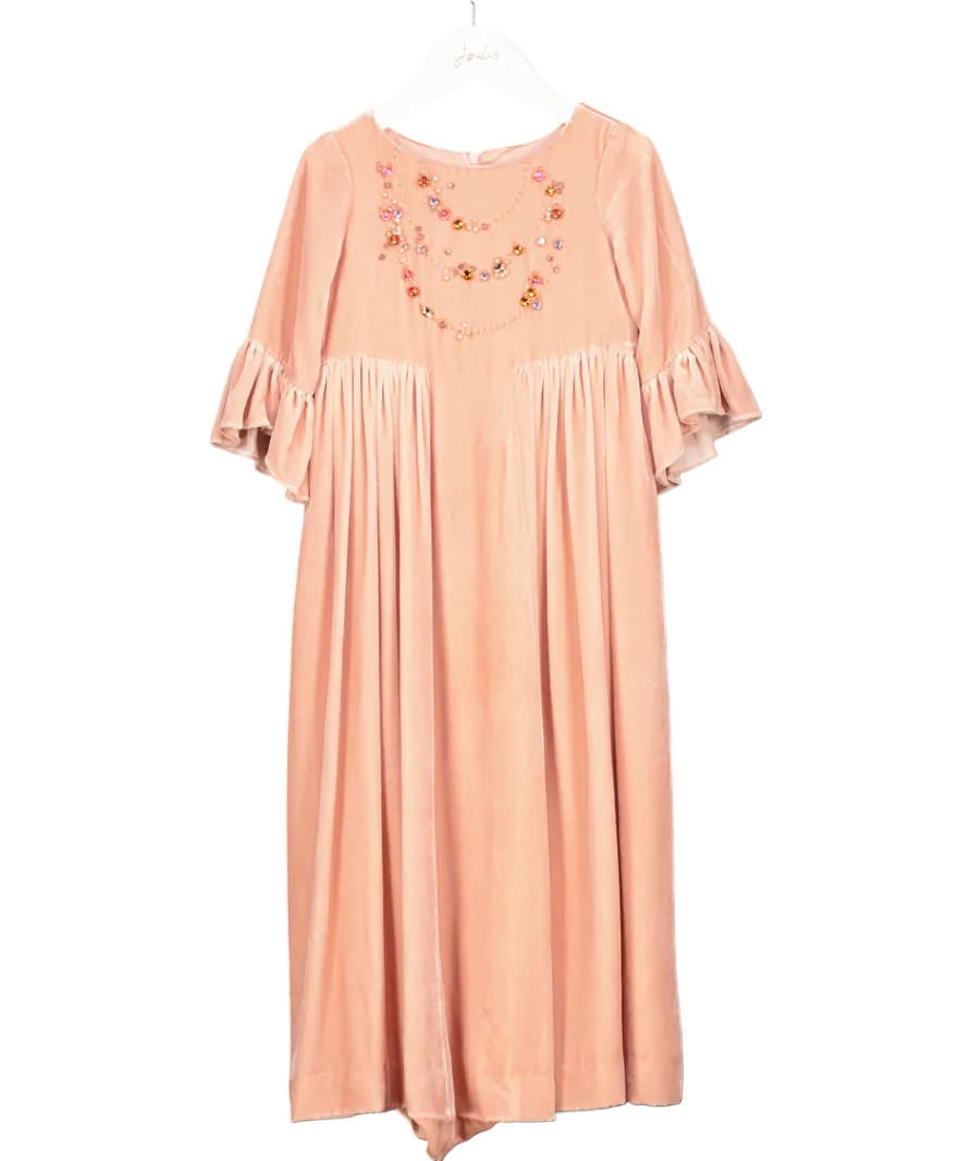 Bonpoint Pink Velvet Silk Embellished Dress 4 Years