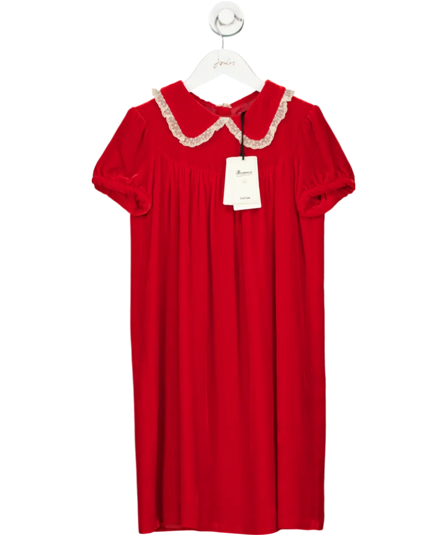 Bonpoint Red Couture Velvet Lace Collar Dress 12 Years