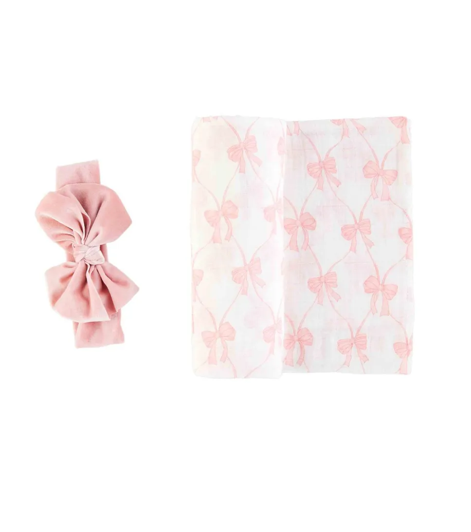 Bow Swaddle & Headband Set