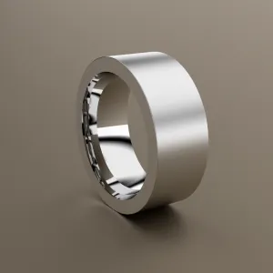 Brushed 18kt White Gold 10mm wide and 3mm Thick Flat Wedding Band