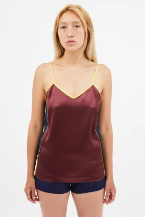 Burgundy & Multicolour Satin Tank