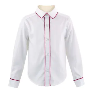 Burgundy Pique Piped Shirt