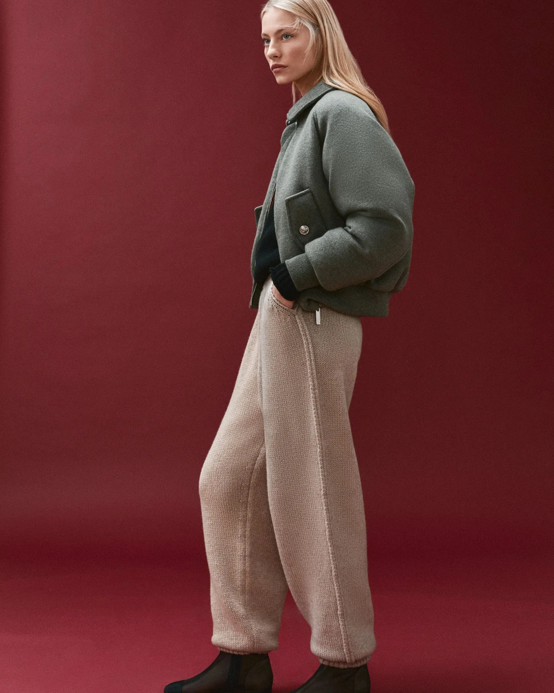 Cashmere and wool bomber jacket
