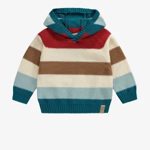 Chandail de maille à manches longues à rayures multicolores, bébé || Multicolored striped long sleeve knit sweater, baby