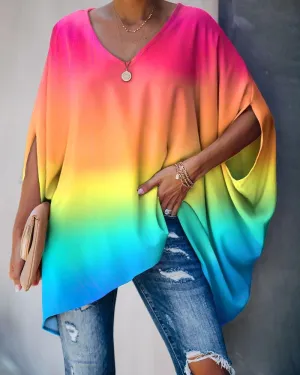 Colorful Bat Sleeve Shirt