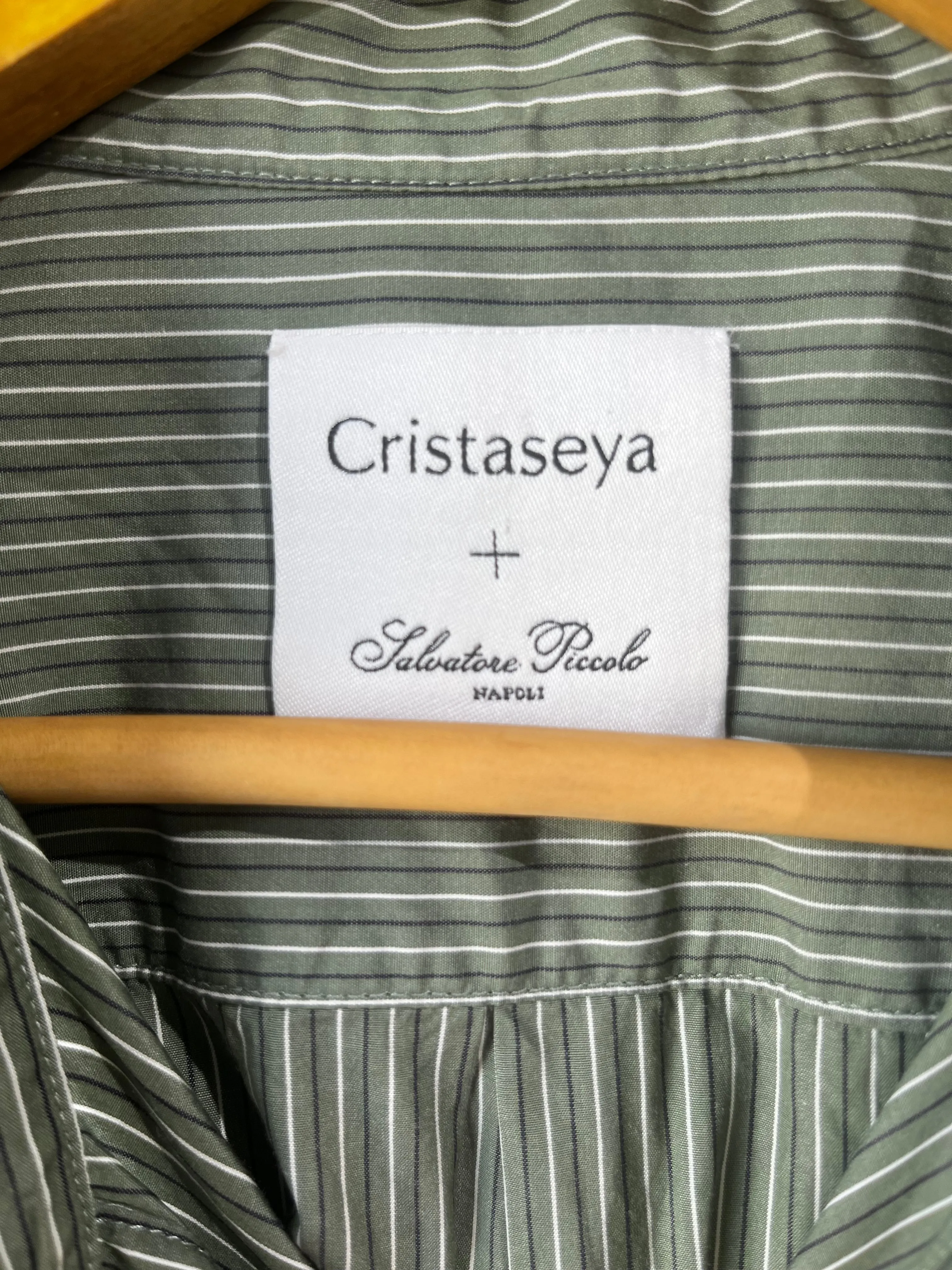 Cristaseya   Salvatore Piccolo Green Pinstripe Two-Piece Outfit