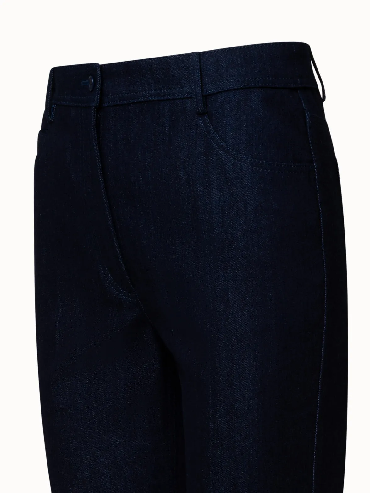 Cropped Bootcut Cotton Denim Stretch Pants