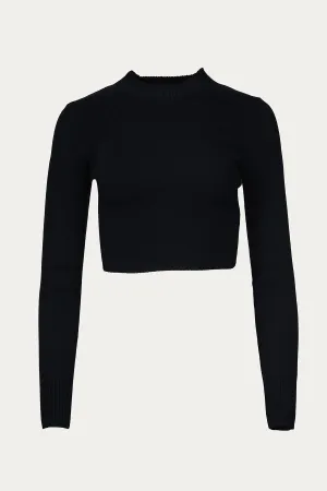 CROPPED OPEN-BACK MOCK NECK SWEATER