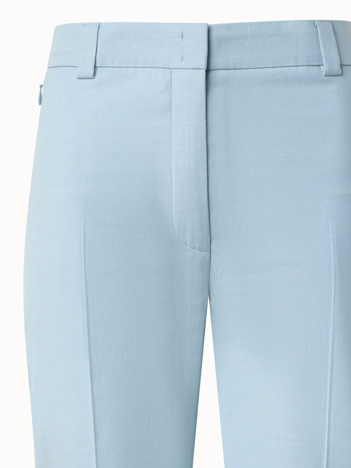 Cropped Tapered Cotton Silk Double-Face Pants