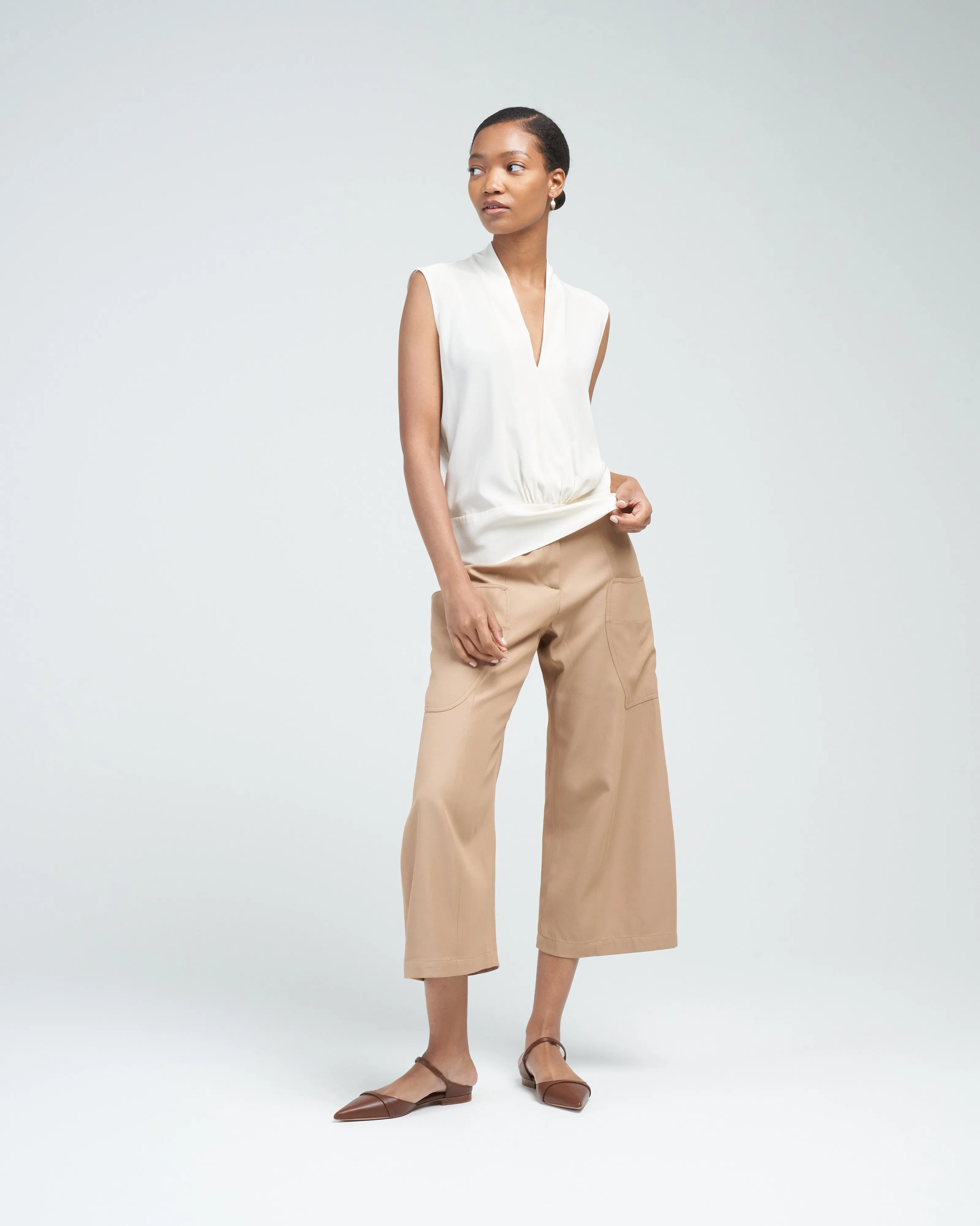 curved eda culotte - camel