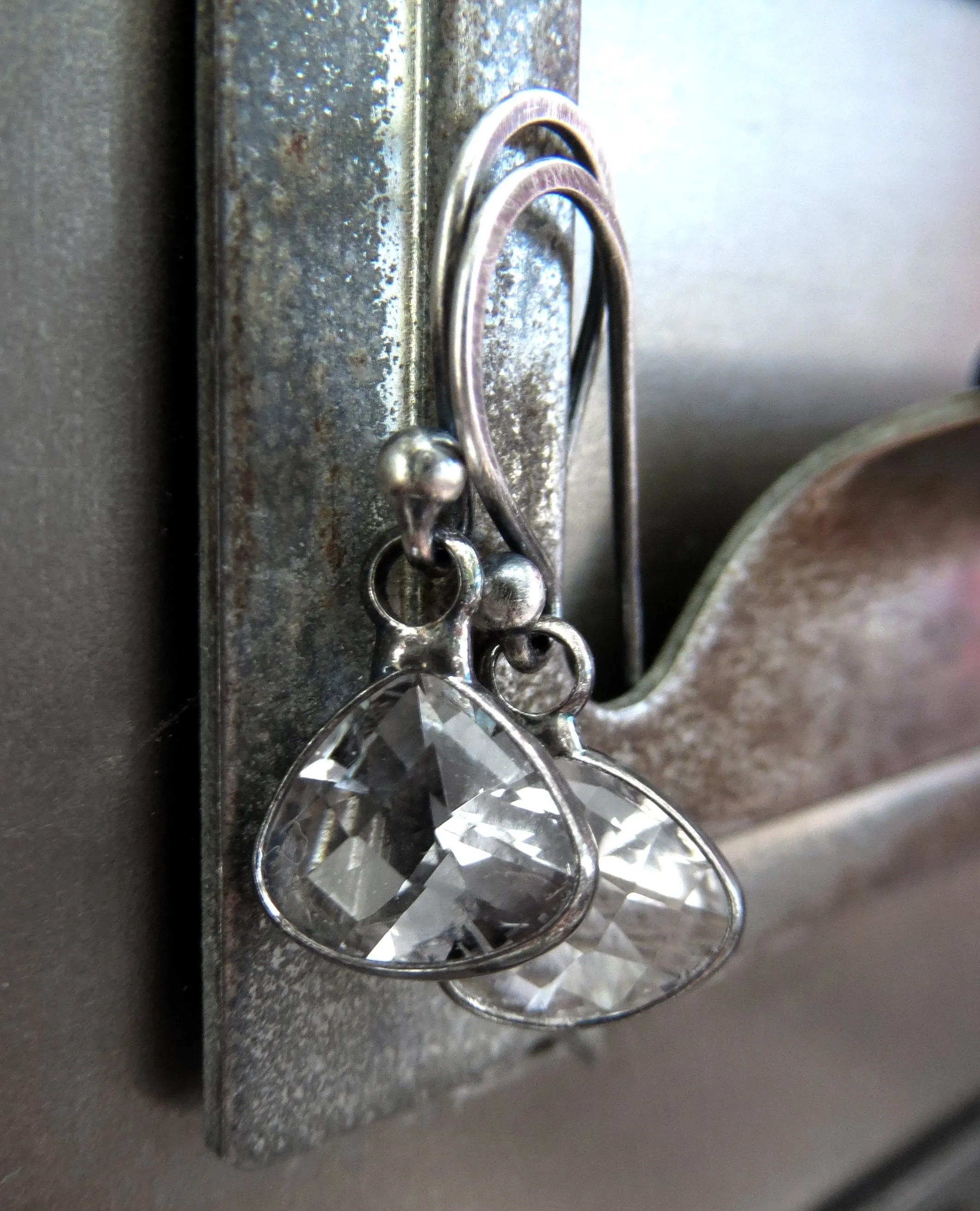DEMURE - Tiny Clear Glass Faceted Teardrop Earrings