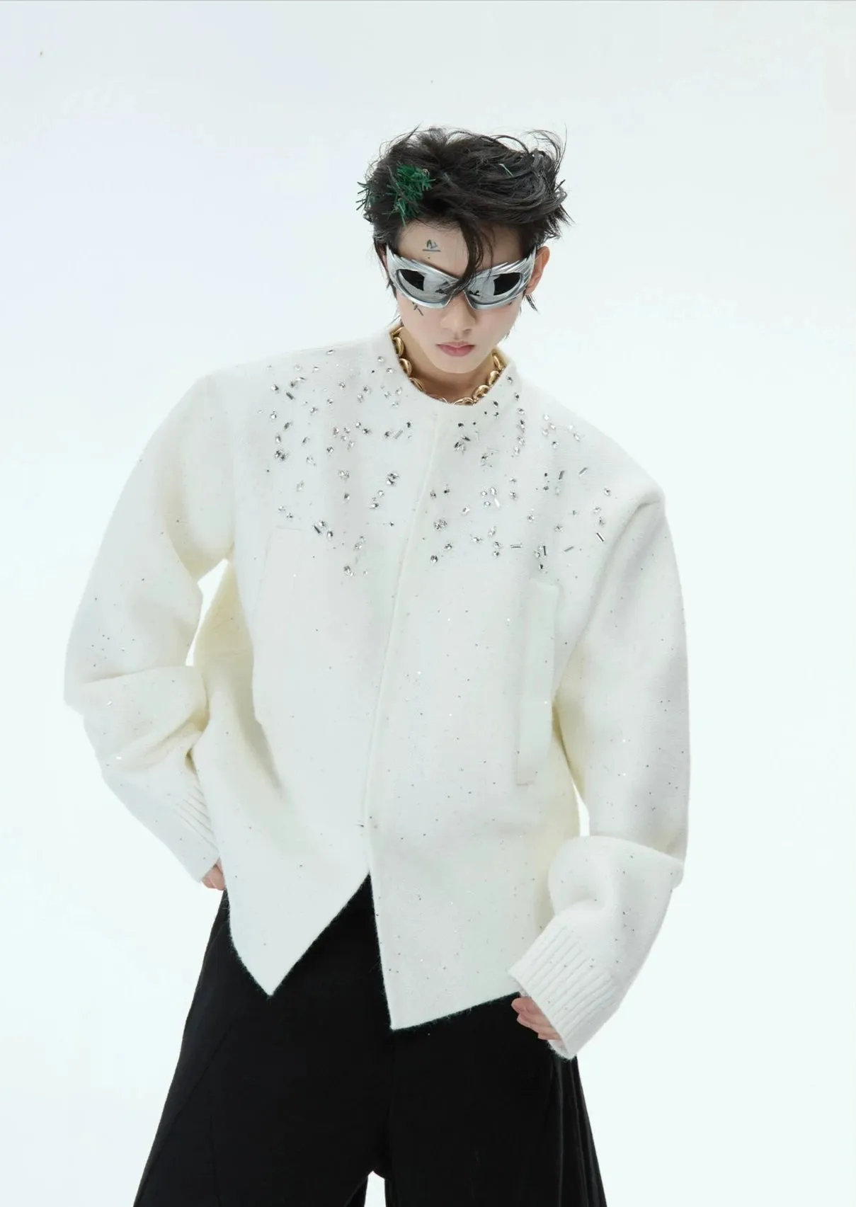 Diamond Embellished Knitted Cardigan