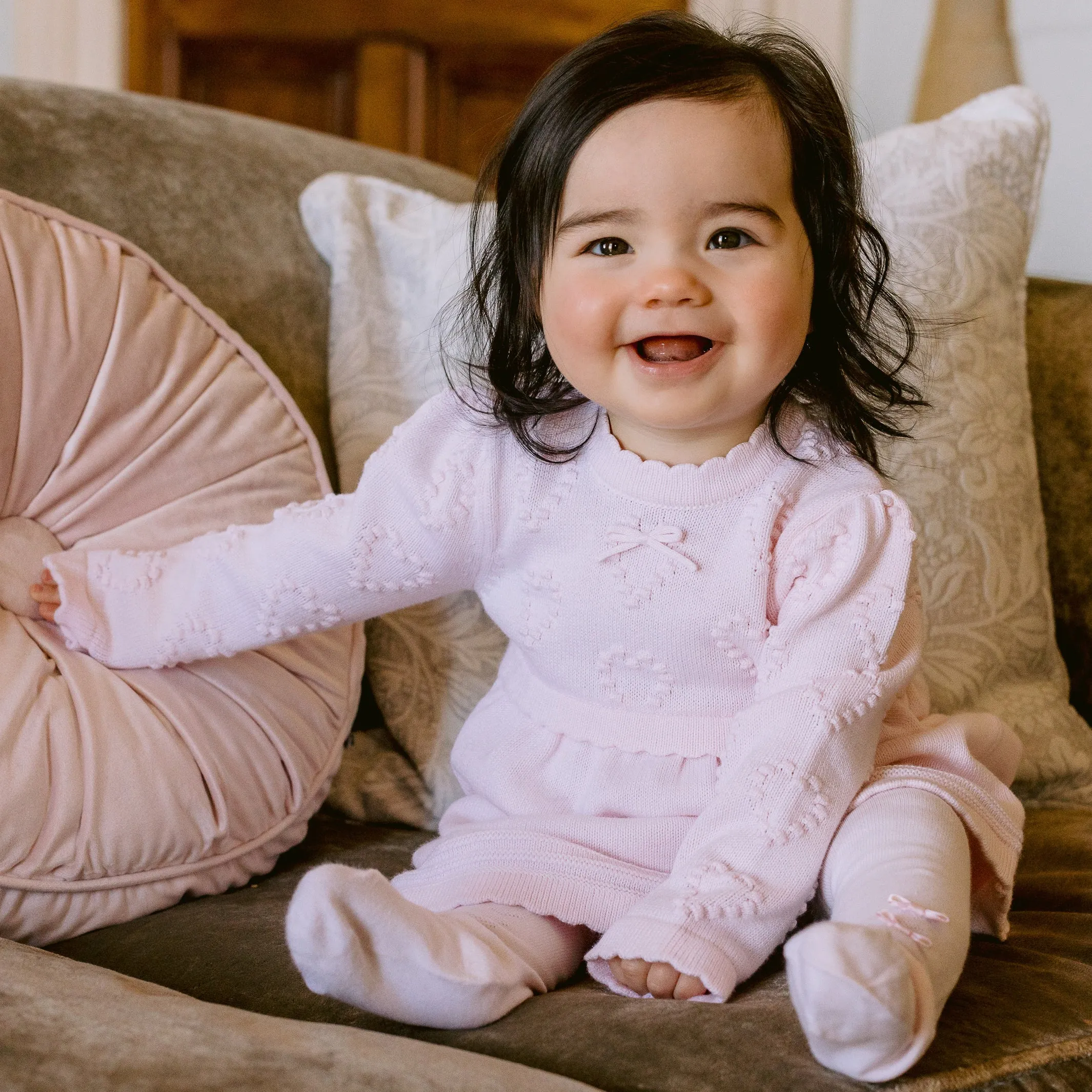 Eilish Knit Hearts Baby Girl Dress