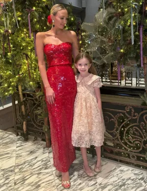 Eirene Nude Floral Embellished Tulle Dress 6 Years