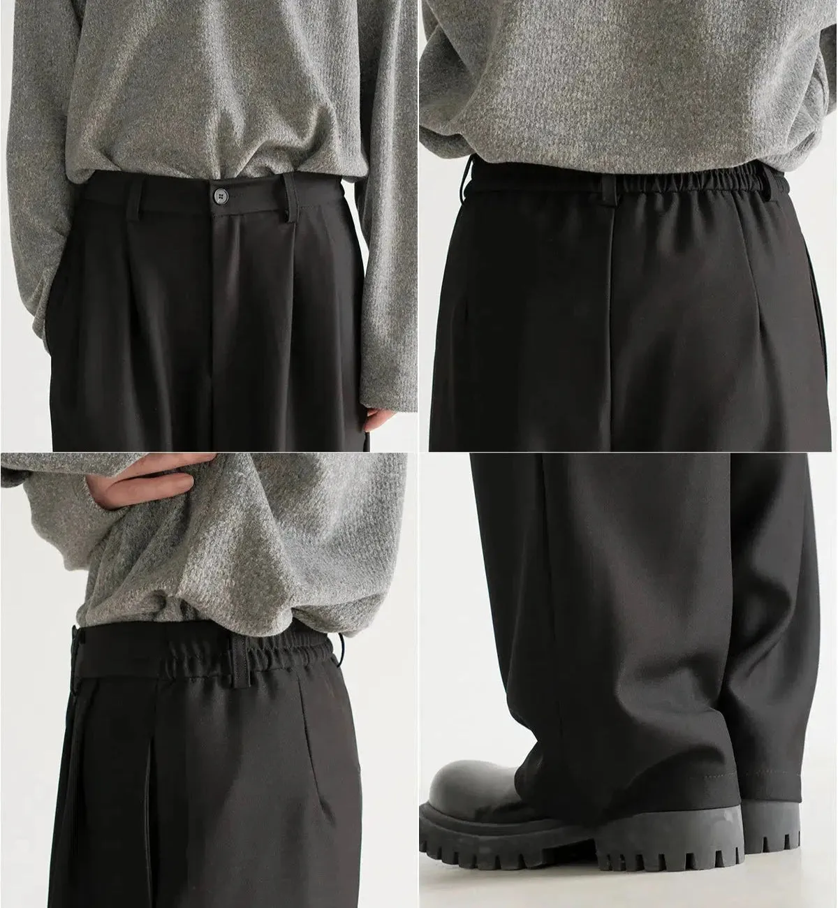 Elastic Waistband Wide-Leg Pants