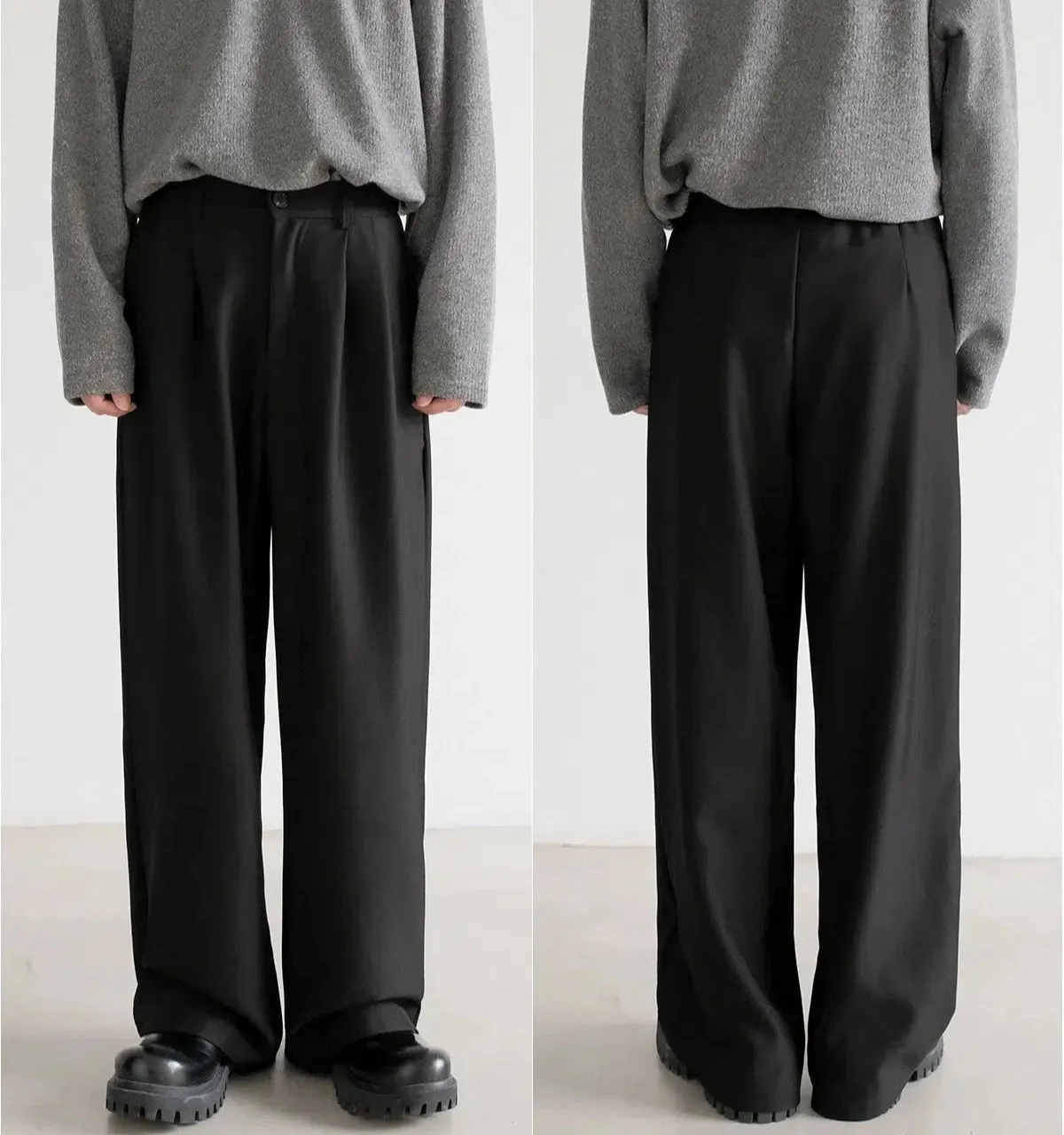 Elastic Waistband Wide-Leg Pants