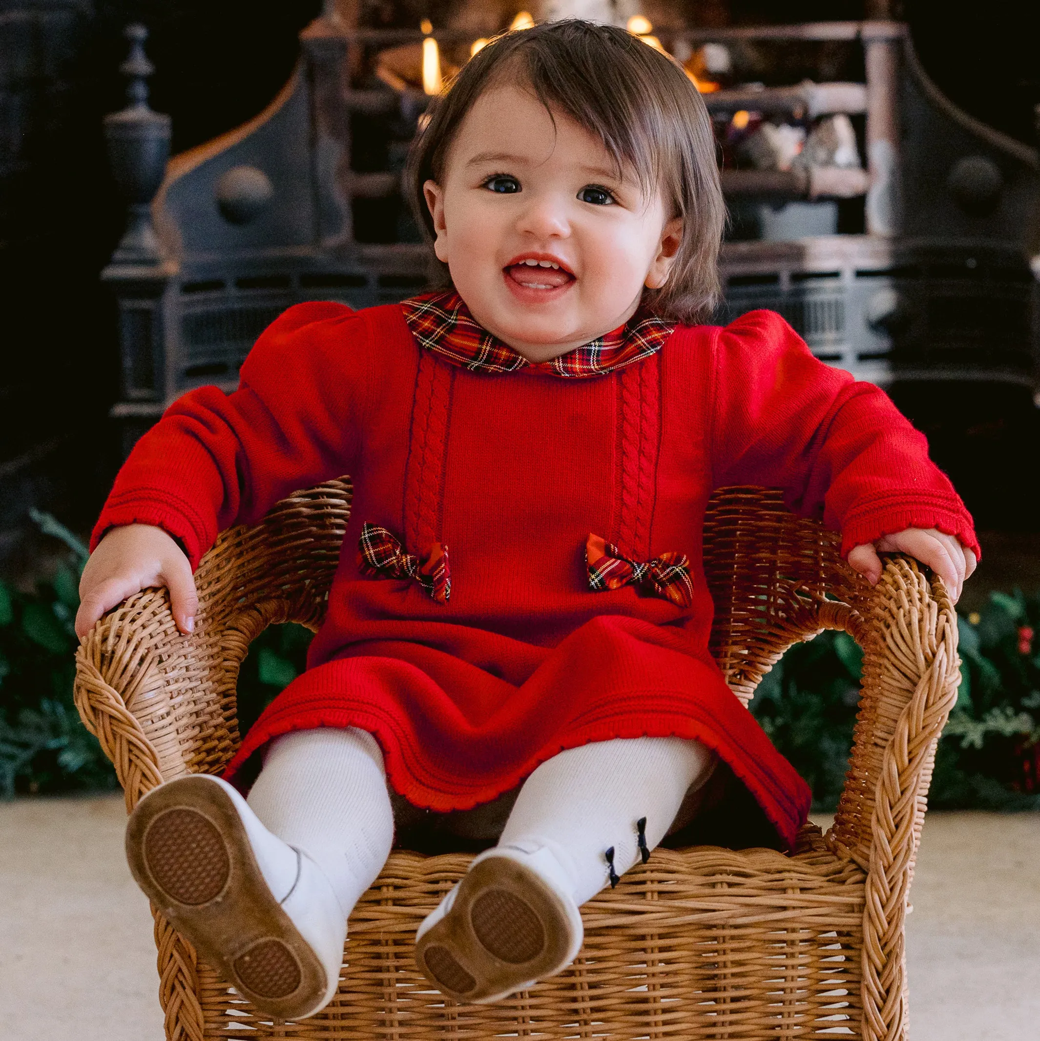 Elizabeth Red Knit Baby Girl Party Dress