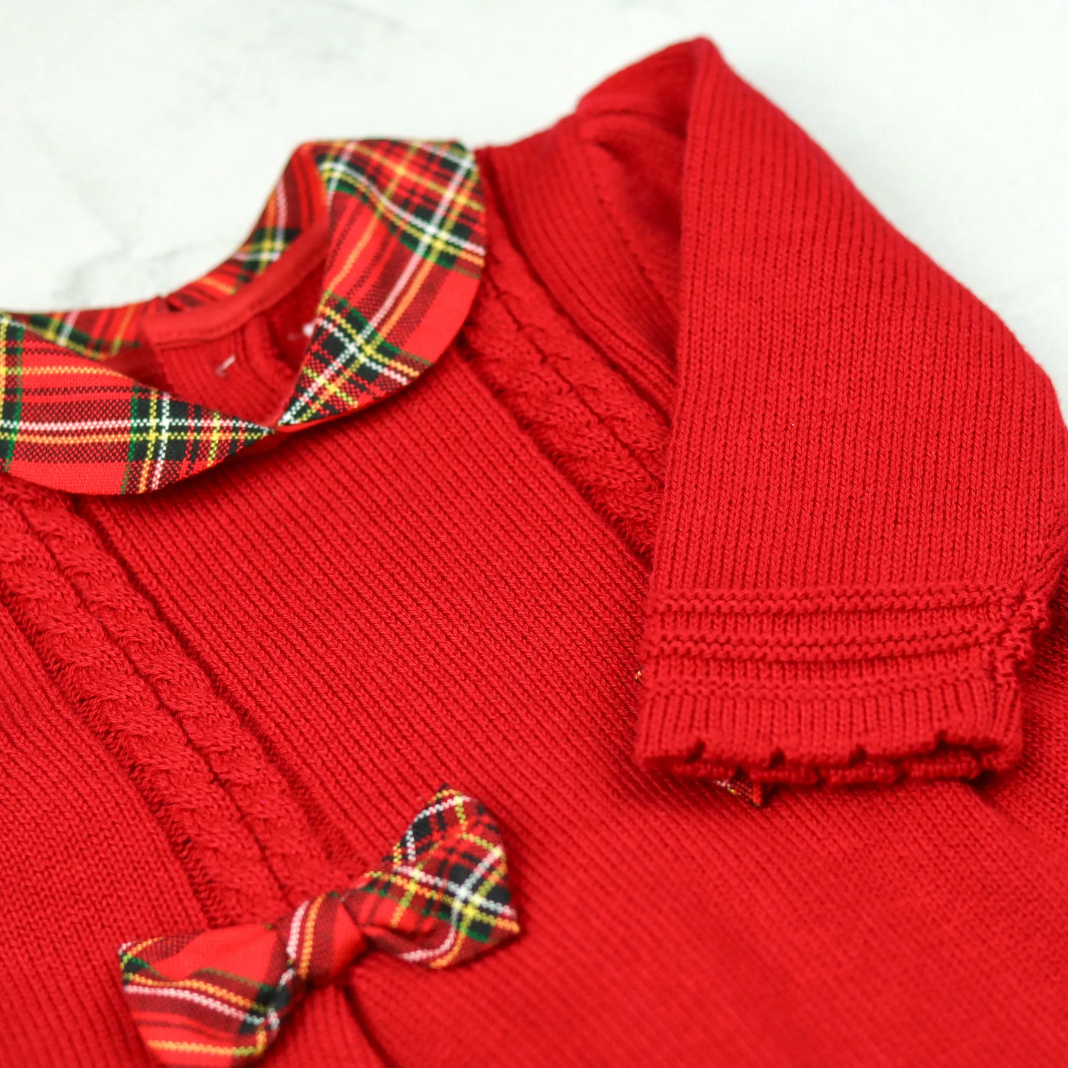 Elizabeth Red Knit Baby Girl Party Dress