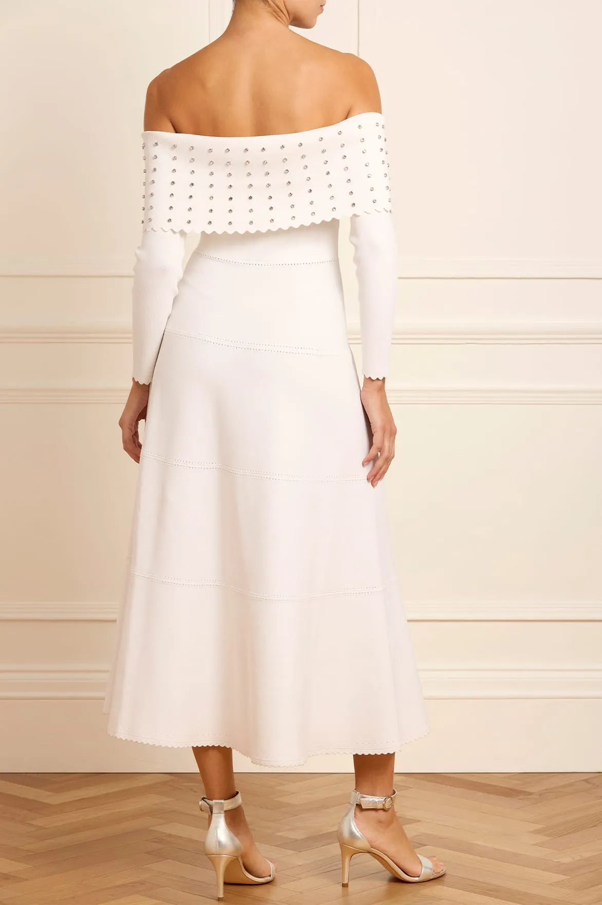 Embellished Bardot Knit Gown