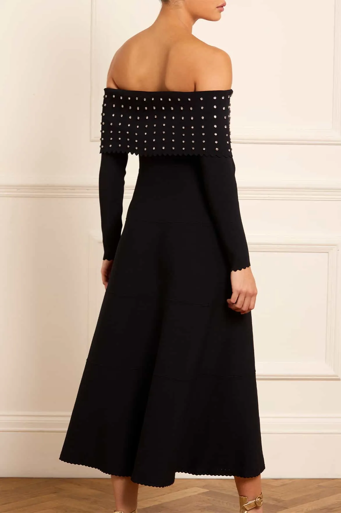 Embellished Bardot Knit Gown