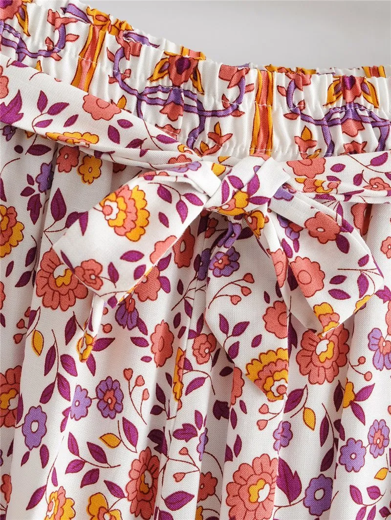 EVA Floral Bohemian Drawstring Pants and Top Set